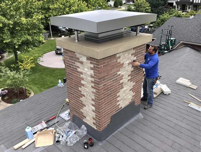 East Los Angeles Chimney Sweep team working on a custom chimney remodel in East Los Angeles, CA