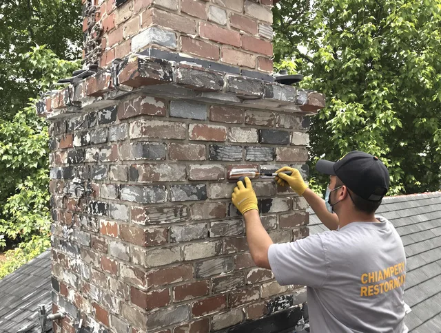 In-progress chimney restoration by East Los Angeles Chimney Sweep in East Los Angeles, CA