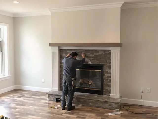 East Los Angeles Chimney Sweep finishing a custom fireplace install in East Los Angeles, CA
